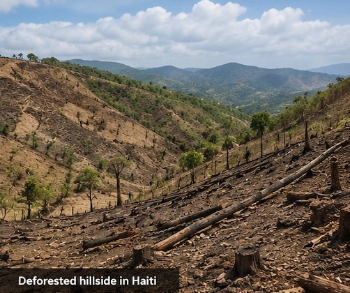 Deforested hillside in Haiti