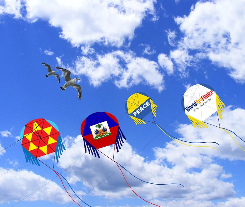 Colorful handmade Haitian kites
