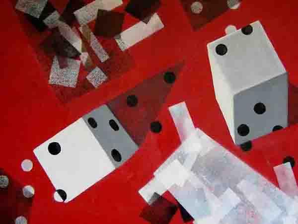 white dice, m/m on canvas, 100x76cm.